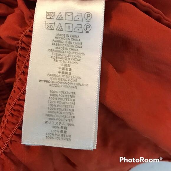 MICHAEL MICHAEL KORS Burnt Orange Satin Long Sleeve Peplum Top - Picture 6 of 6